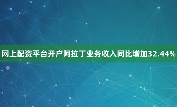 网上配资平台开户阿拉丁业务收入同比增加32.44%